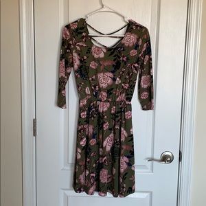 Floral midi dress with strap back detail